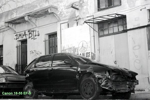 Infrared picture of an abandoned car.